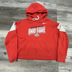 Ohio State Buckeyes Hoodie Womens Medium Gray Red Nike Cotton Sweatshirt OSU M